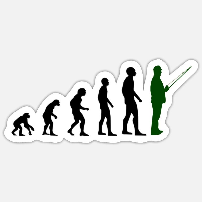 Evolution pêcheur pêcheur pêcheur pêcheur d'ange Sticker taille S (10 x 10 cm)