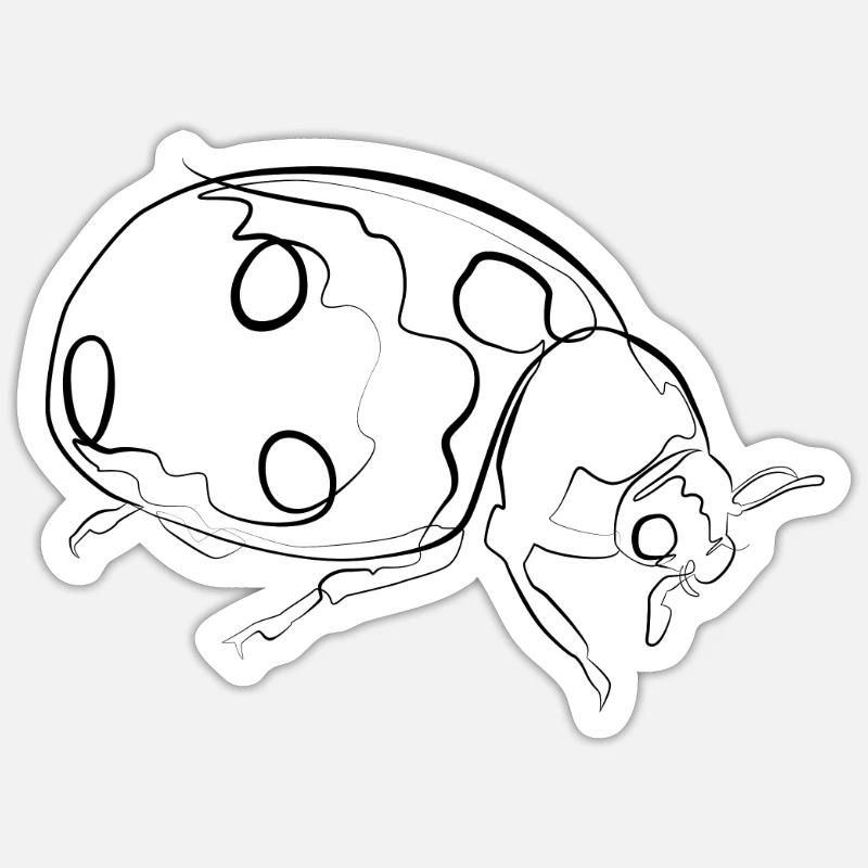 Ladybugs - one line drawing - Sticker size S (10 x 10 cm) - white matte