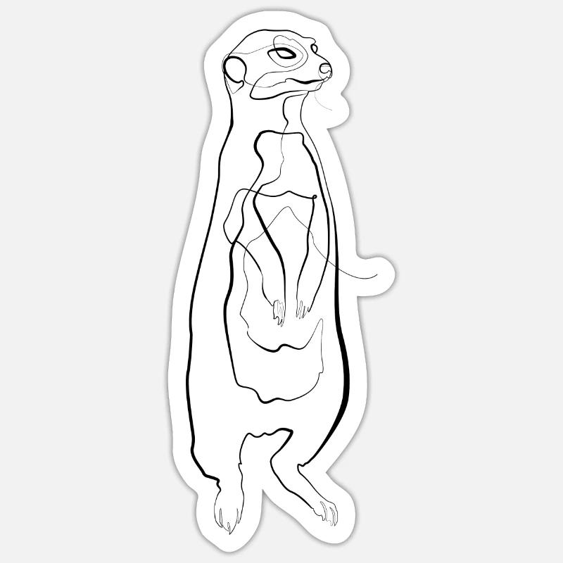 Suricate - one line drawing - Sticker taille S (10 x 10 cm) - blanc mat