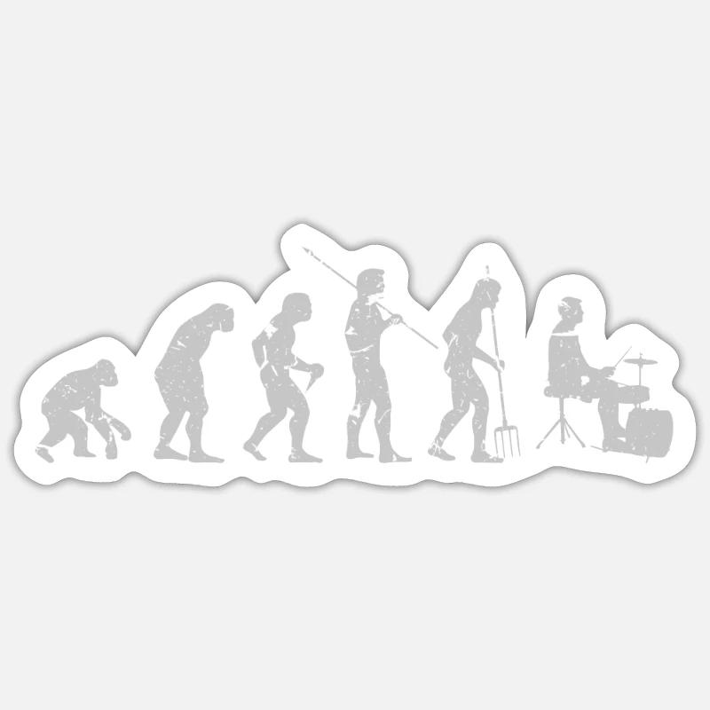 Evolution drums - Sticker size S (10 x 10 cm) - white matte