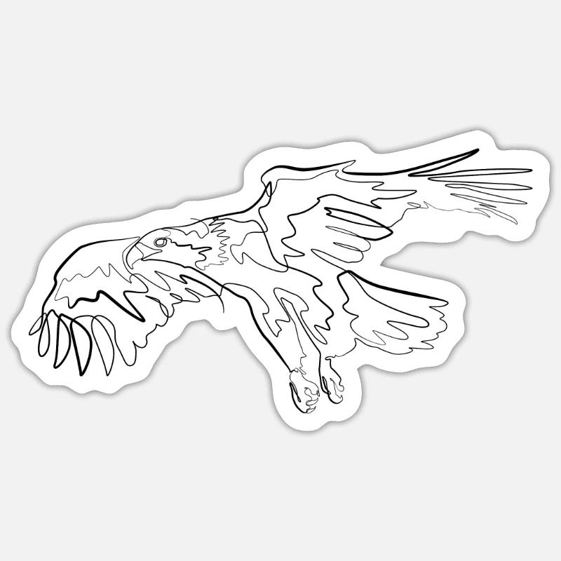 Adler Vogel - one line drawing - Sticker Größe S (10 x 10 cm) - Mattweiß