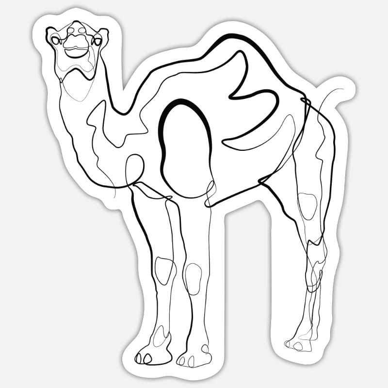 Kamel Dromedar - one line drawing Sticker Größe S (10 x 10 cm)