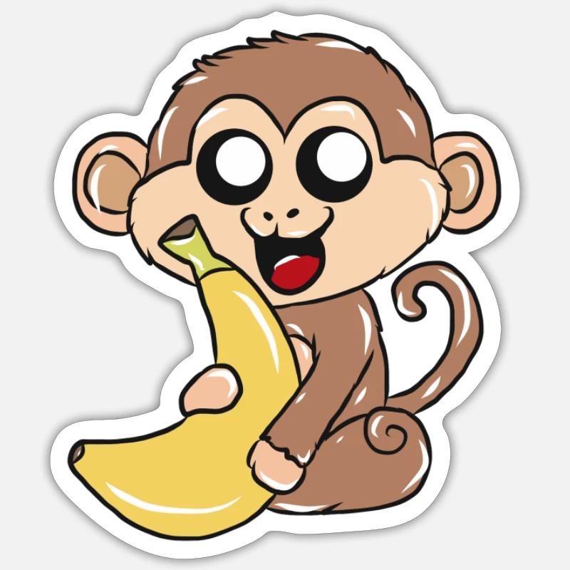 singe - Sticker taille S (10 x 10 cm) - blanc mat