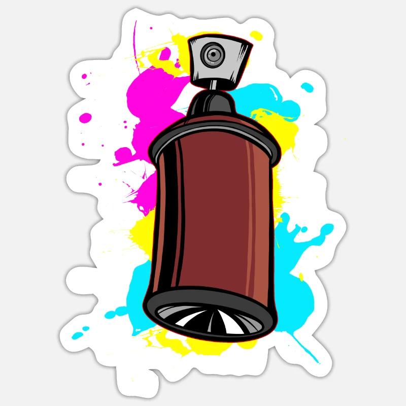 Bunter Schalfspray mit Graffiti-Design - Sticker Größe S (10 x 10 cm) - Mattweiß