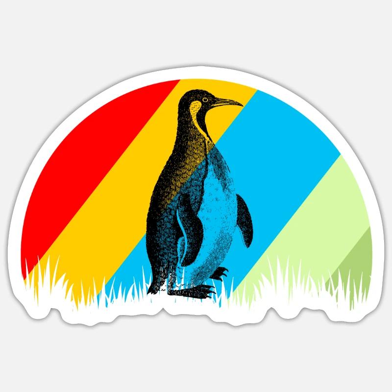 Pinguin Retro Tier Vogel Geschenk - Sticker Größe S (10 x 10 cm) - Mattweiß