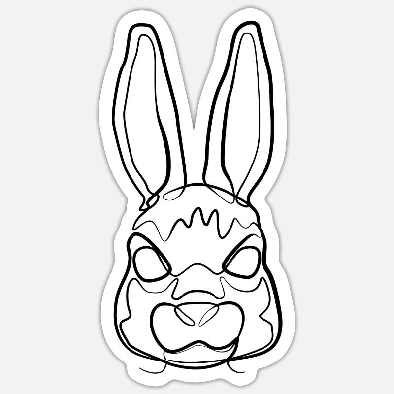 Rabbit - one line drawing - Sticker size S (10 x 10 cm) - white matte