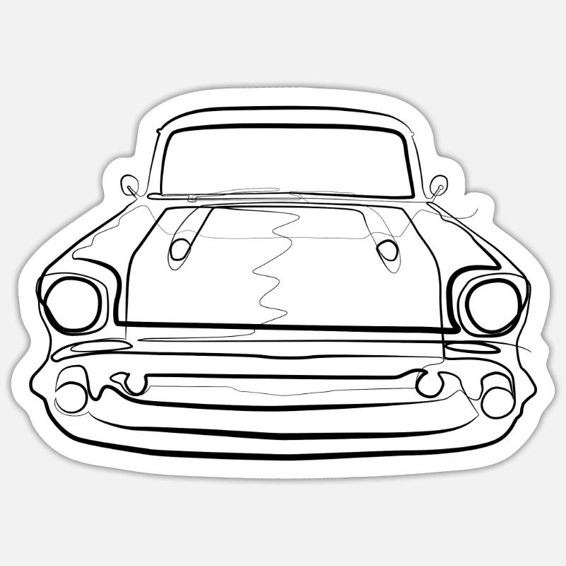 Oldtimer - one line drawing Sticker taille S (10 x 10 cm)