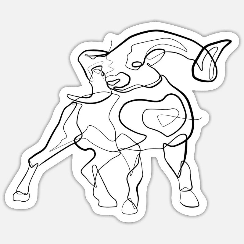 Bélier - one line drawing - Sticker taille S (10 x 10 cm) - blanc mat