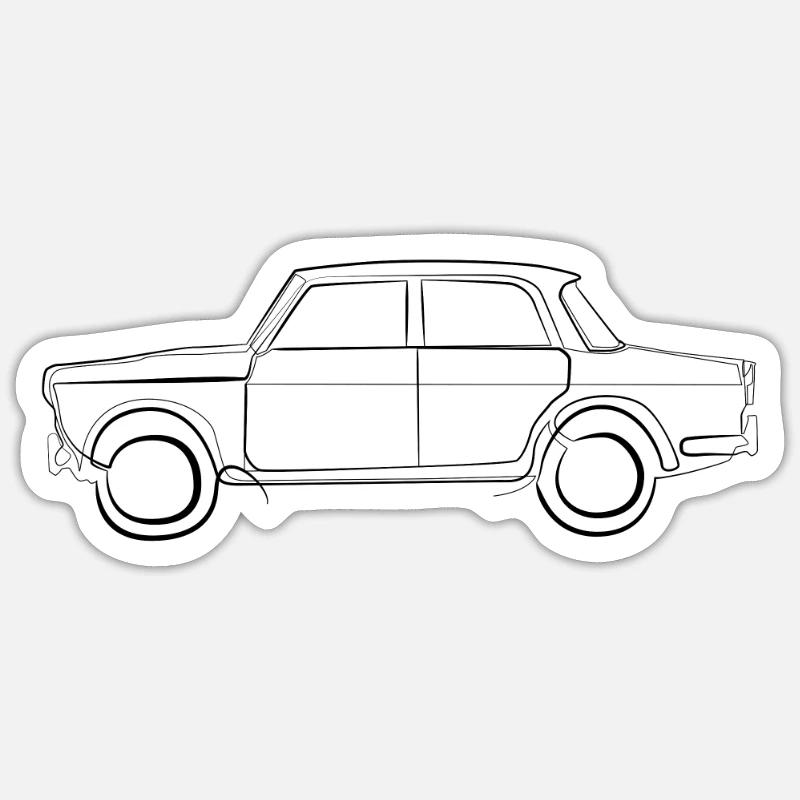 Oldtimer Auto - one line drawing - Sticker size S (10 x 10 cm) - white matte