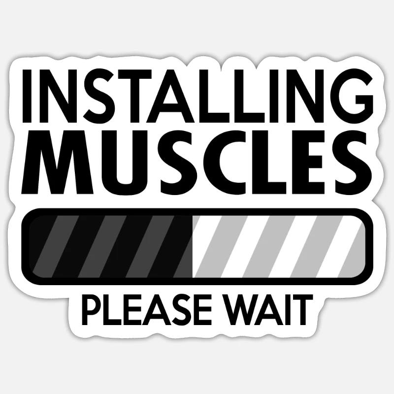 installing muscles - Sticker Größe S (10 x 10 cm) - Mattweiß