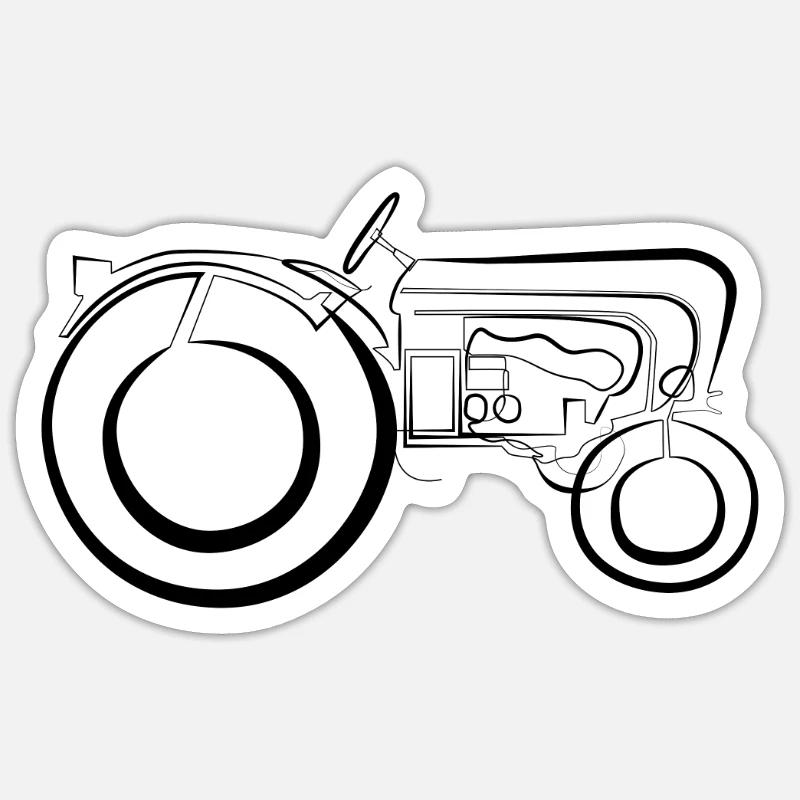 Oldtimer Traktor - one line drawing Sticker Größe S (10 x 10 cm)