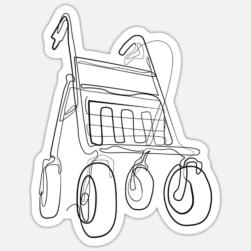 Rollator - one line drawing - Sticker size S (10 x 10 cm) - white matte