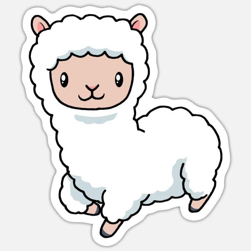 Alpaga bébé - Sticker taille S (10 x 10 cm) - blanc mat