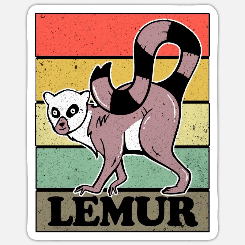 Lemur - Sticker taille S (10 x 10 cm) - blanc mat