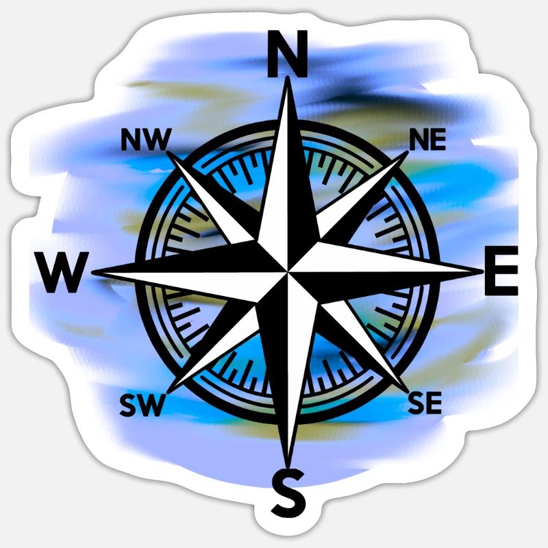 Windrose Kompass maritim Seefahrt - Sticker Größe S (10 x 10 cm) - Mattweiß