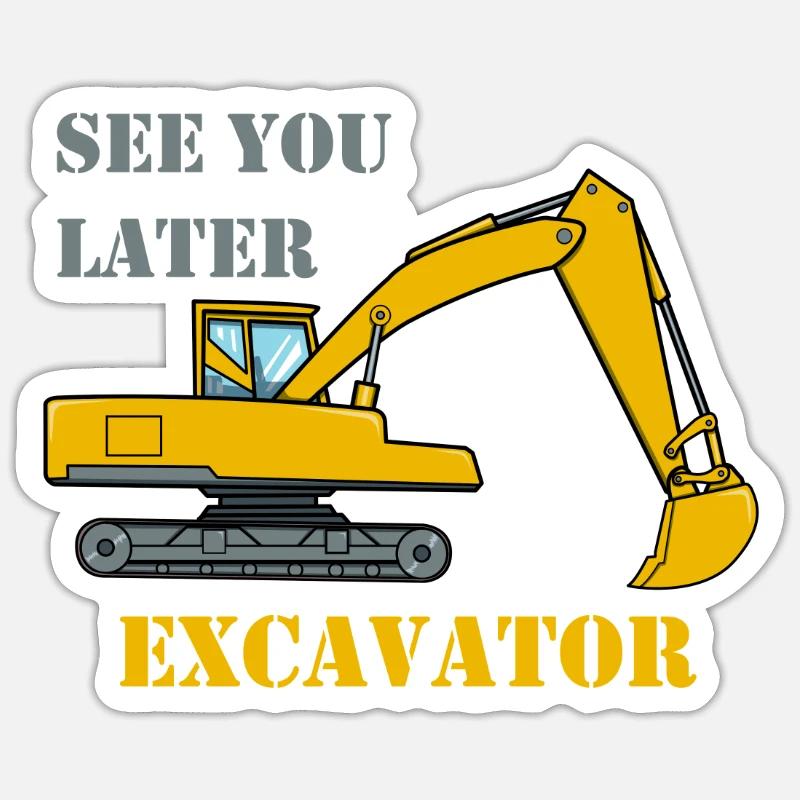 Excavator shovel construction worker digger driver gift - Sticker size S (10 x 10 cm) - white matte