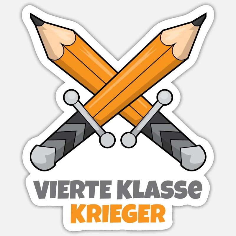 Vierte Klasse Grundschule Krieger Geschenk - Sticker Größe S (10 x 10 cm) - Mattweiß