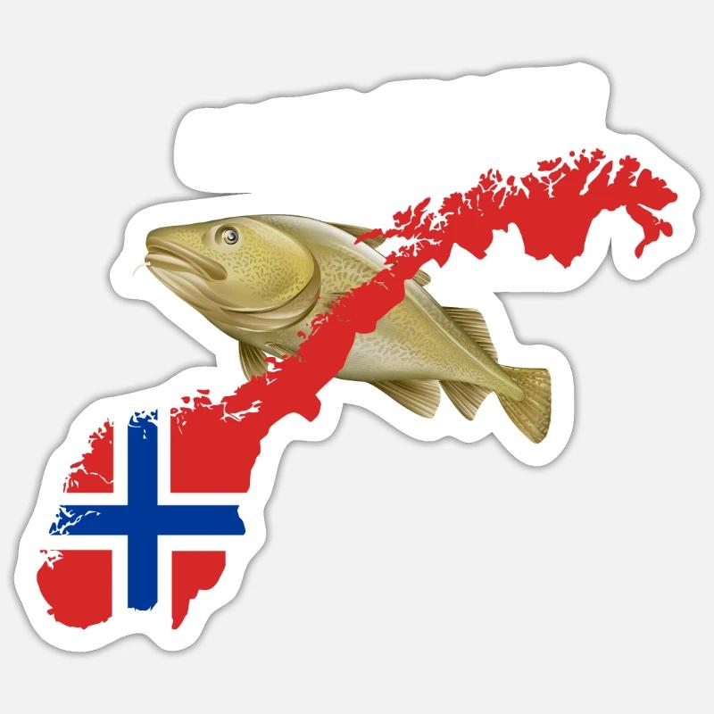 norway cod card cod hunter gift - Sticker size S (10 x 10 cm) - white matte