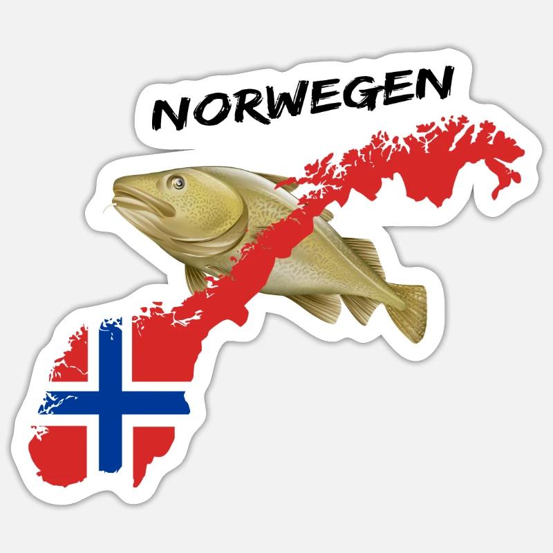 norway cod card cod hunter gift - Sticker size S (10 x 10 cm) - white matte
