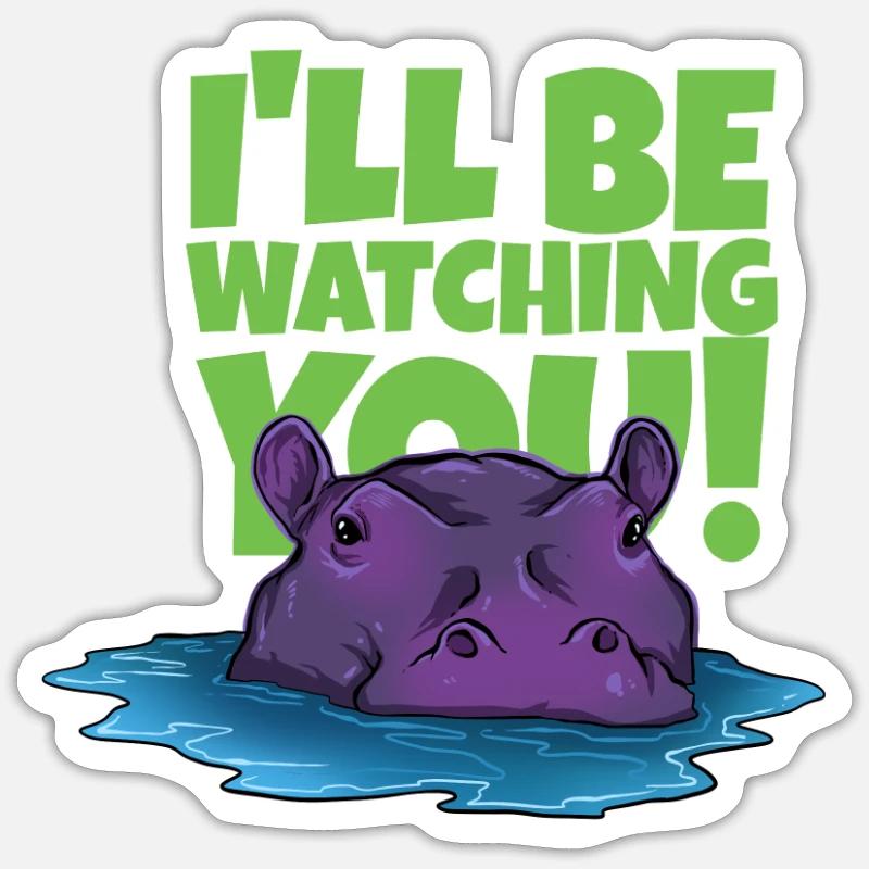 Funny hippopotamus with text - Sticker size S (10 x 10 cm) - white matte