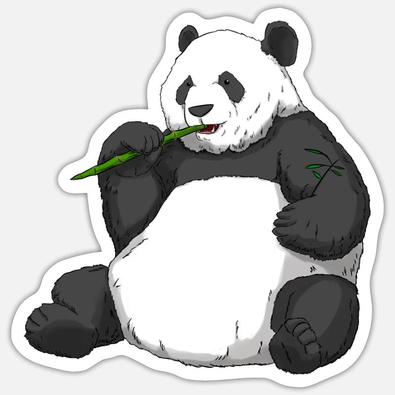 Thick Panda Gift Panda Bear Bear Bamboo Environment - Sticker size S (10 x 10 cm) - white matte