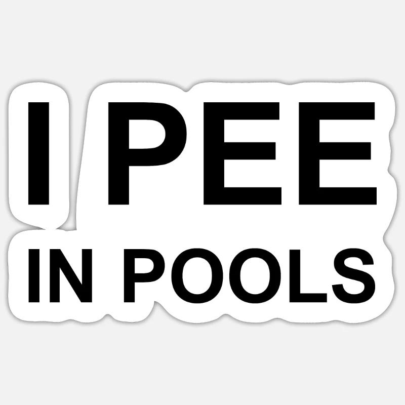 i pee in pools black - Sticker taille S (10 x 10 cm) - blanc mat