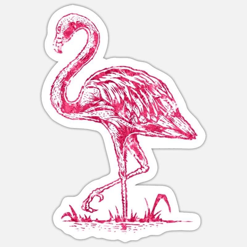 flamant - Sticker taille S (10 x 10 cm) - blanc mat