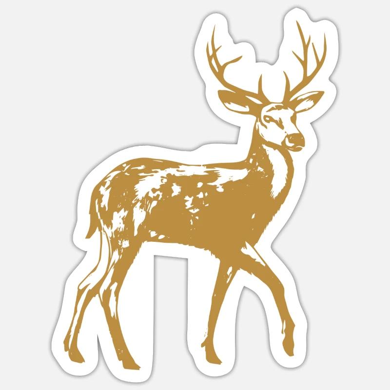 cerf - Sticker taille S (10 x 10 cm) - blanc mat