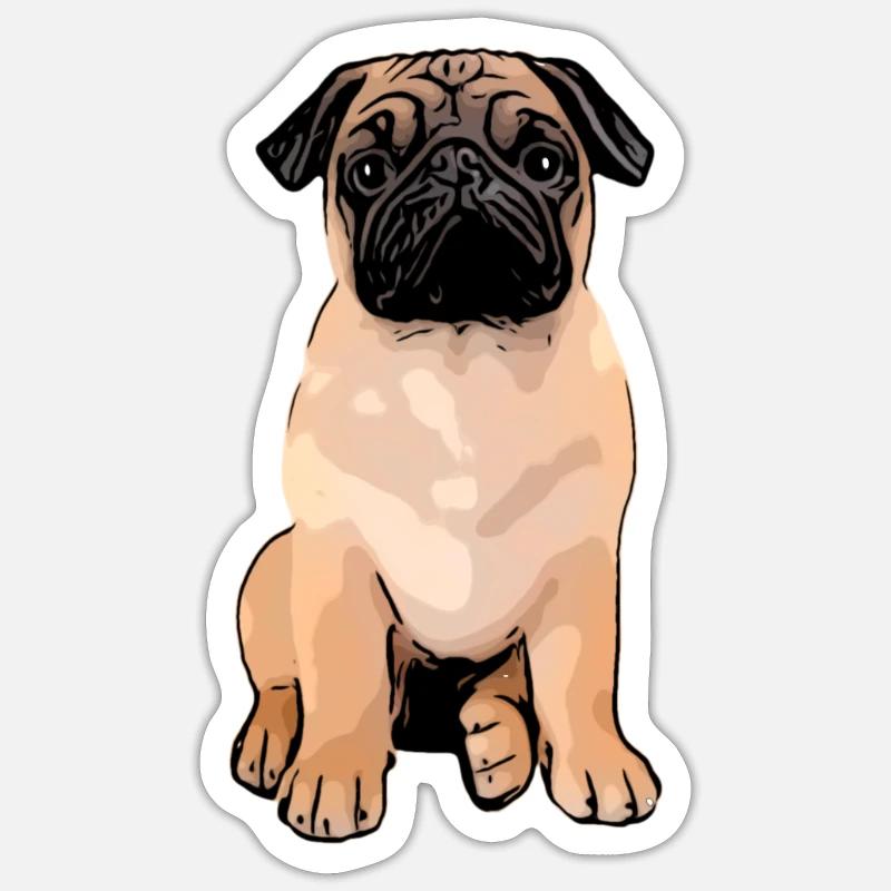 Mops Mops Mops - Sticker Größe S (10 x 10 cm) - Mattweiß
