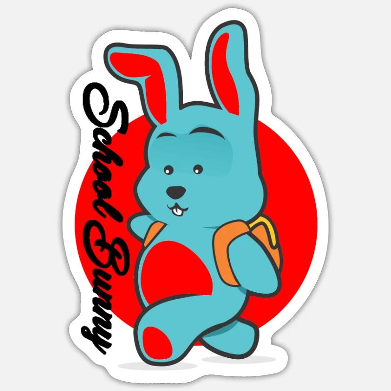 École lapin école lapin - Sticker taille S (10 x 10 cm) - blanc mat