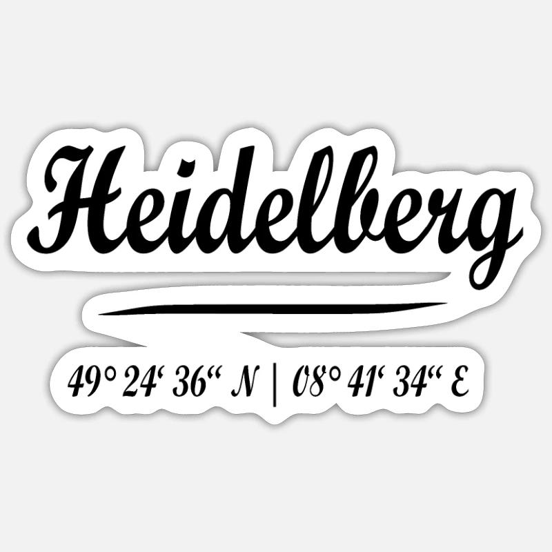 Heidelberg avec coordonnées - Sticker taille S (10 x 10 cm) - blanc mat