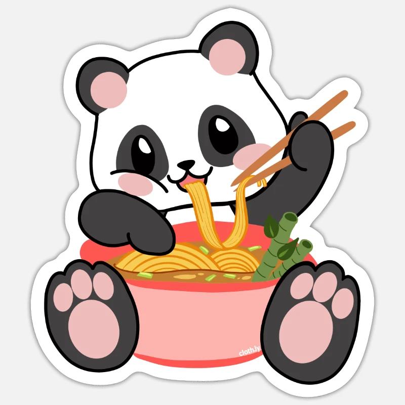 Noodle soup Panda eats ramen Sticker size S (10 x 10 cm)