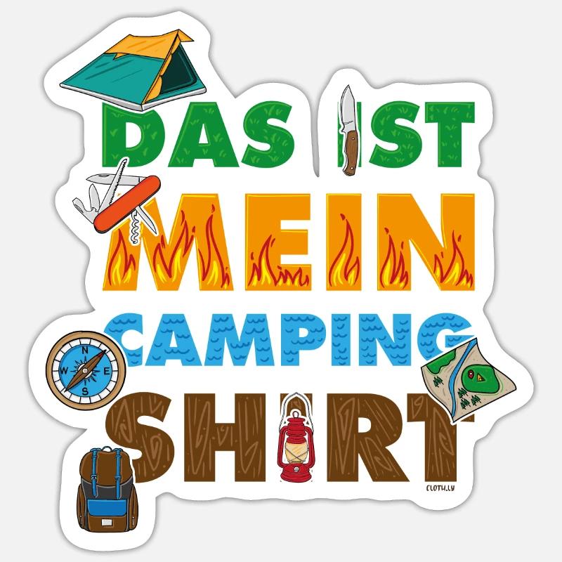 Camping Camper Drôle Drôle - Sticker taille S (10 x 10 cm) - blanc mat