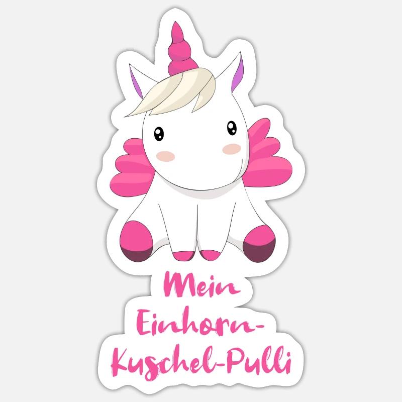 Einhorn Kuschel Pulli - Sticker Größe S (10 x 10 cm) - Mattweiß