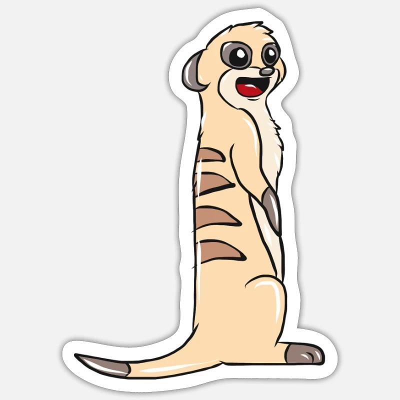 Erdmännchen - Sticker Größe S (10 x 10 cm) - Mattweiß