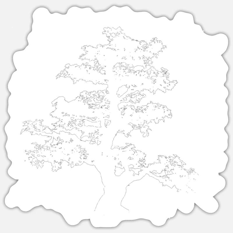 Meditative Japanese Buddha Tree - Sticker size S (10 x 10 cm) - white matte