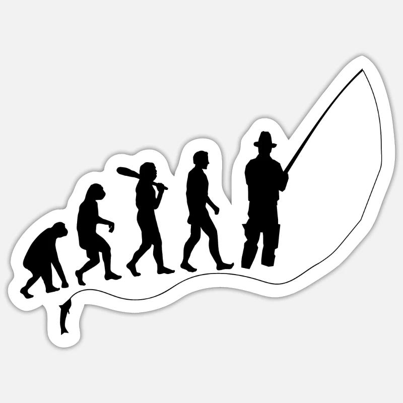 Evolution fishing gift man monkey Sticker size S (10 x 10 cm)