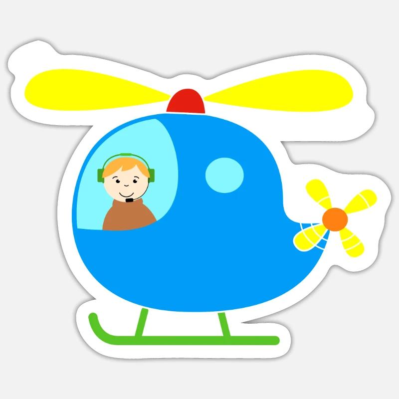 Hélicoptère hélicoptère - Sticker taille S (10 x 10 cm) - blanc mat