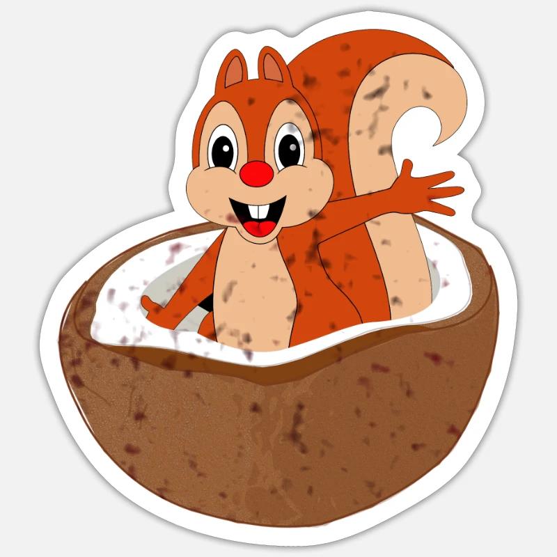 Squirrel and Nut Hazelnut Tree Nut Acorn Sticker size S (10 x 10 cm)