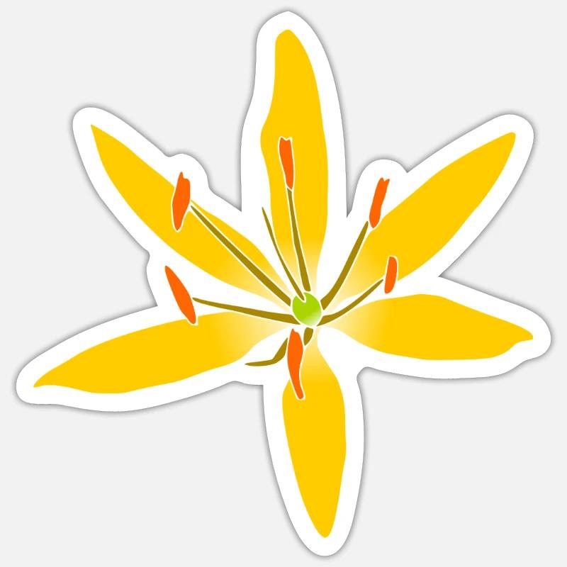 fleur jaune merveilleuse, fleur - Sticker taille S (10 x 10 cm) - blanc mat