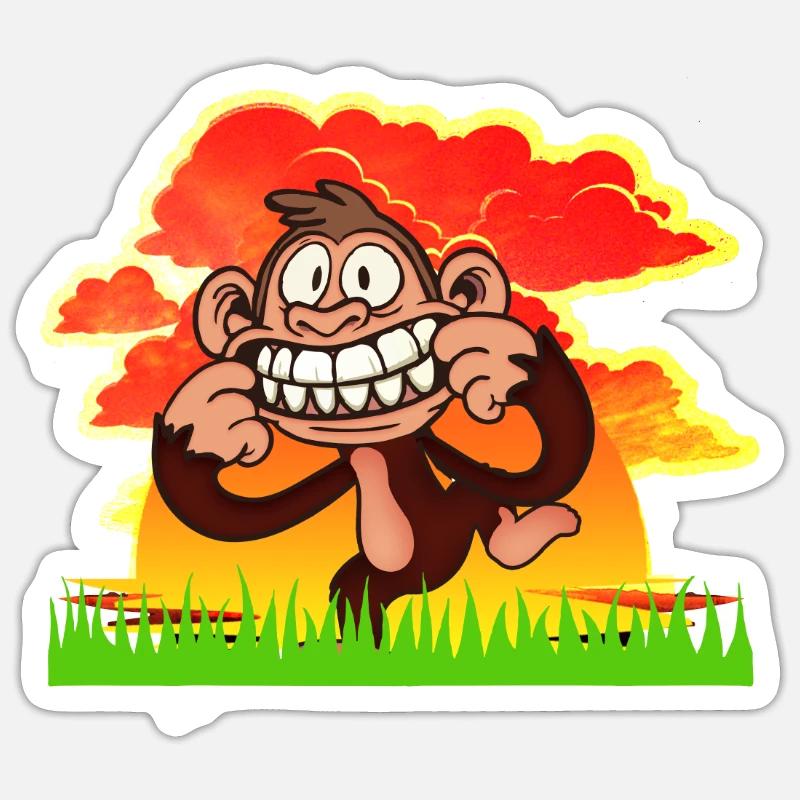 MONKEY - Sticker Größe S (10 x 10 cm) - Mattweiß