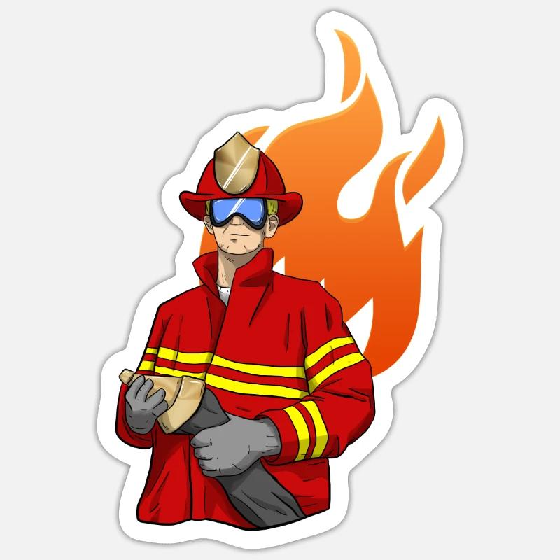 Feuerwehrmann Firefighter - Sticker Größe S (10 x 10 cm) - Mattweiß