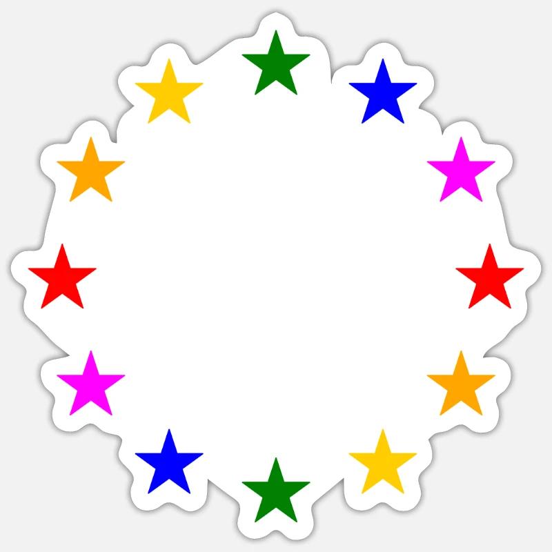 EU Sterne in Regenbogenfarben Sticker Größe S (10 x 10 cm)