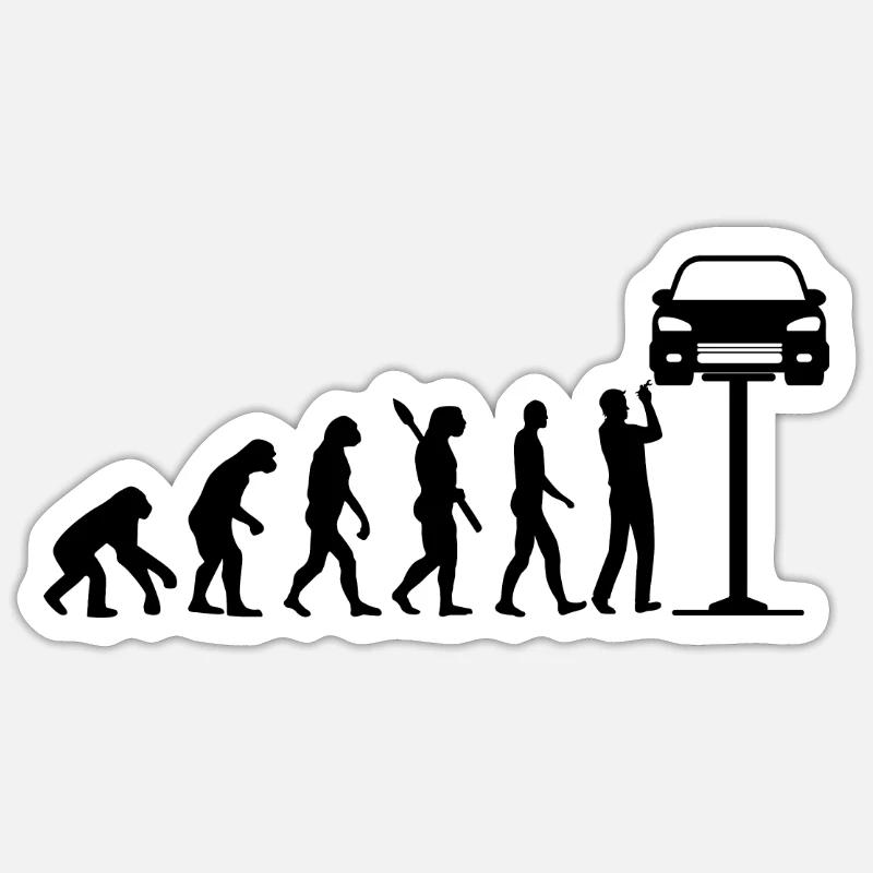 Mechaniker Evolution Auto Schrauber Geschenk Sticker Größe S (10 x 10 cm)