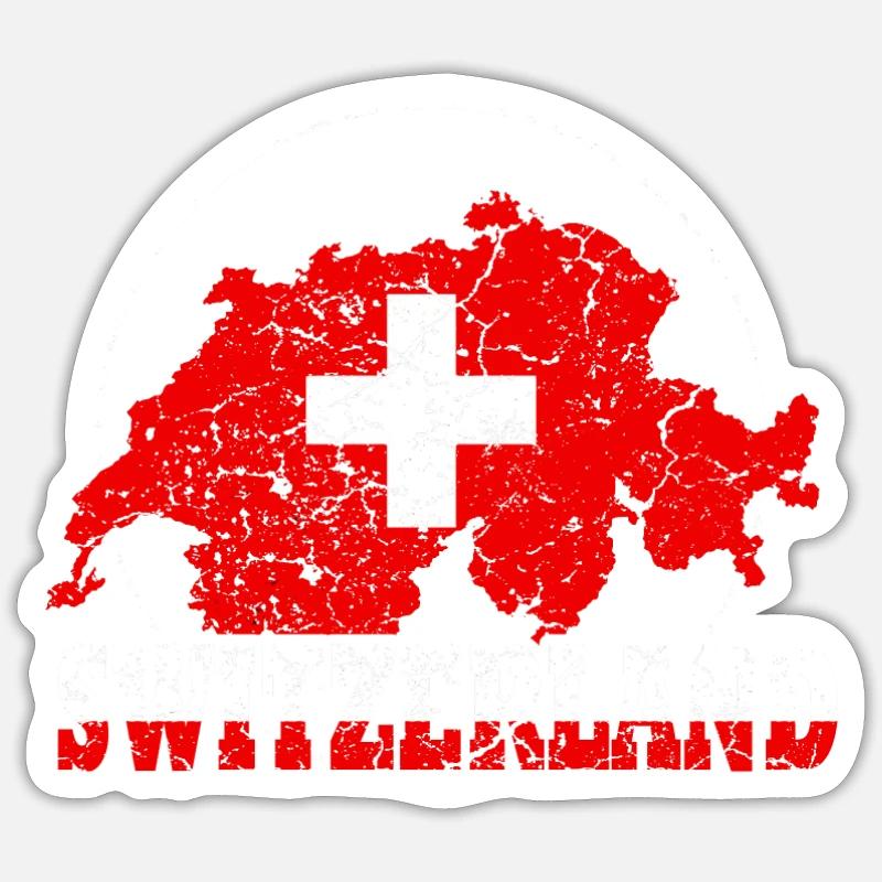 Drapeau suisse drapeau national suisse rétro Sticker taille S (10 x 10 cm)