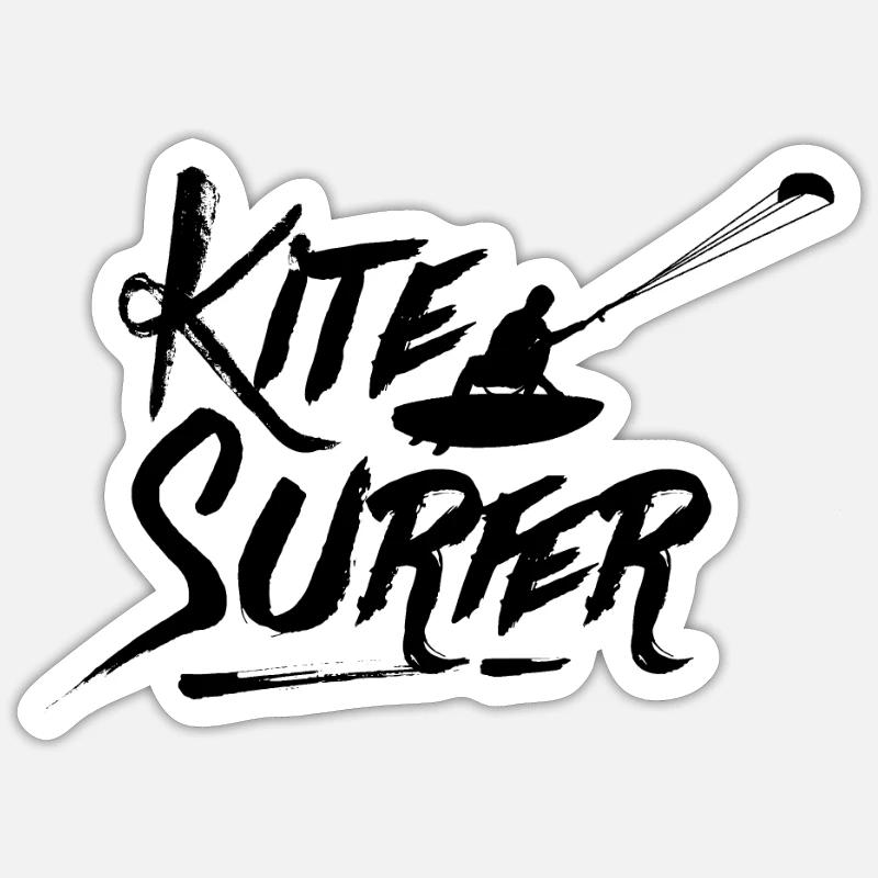 Kitesurf Kitesurf Kitesurf Kitesurf - Sticker taille S (10 x 10 cm) - blanc mat