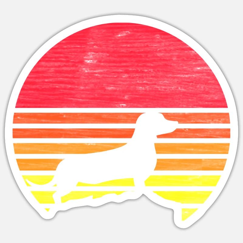 Retro Dachshund gift - Sticker size S (10 x 10 cm) - white matte