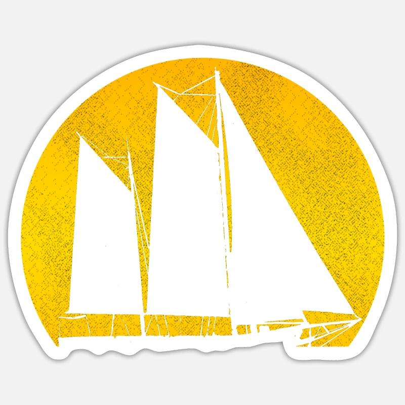 Voilier de navigation rétro - Sticker taille S (10 x 10 cm) - blanc mat