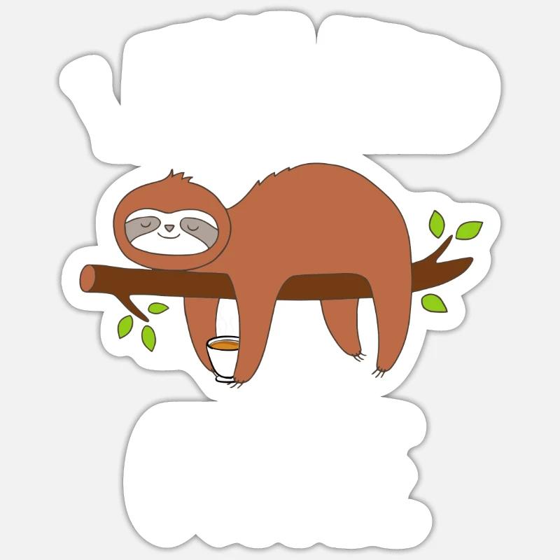 Faultier Kaffee Koffein Sticker Größe S (10 x 10 cm)