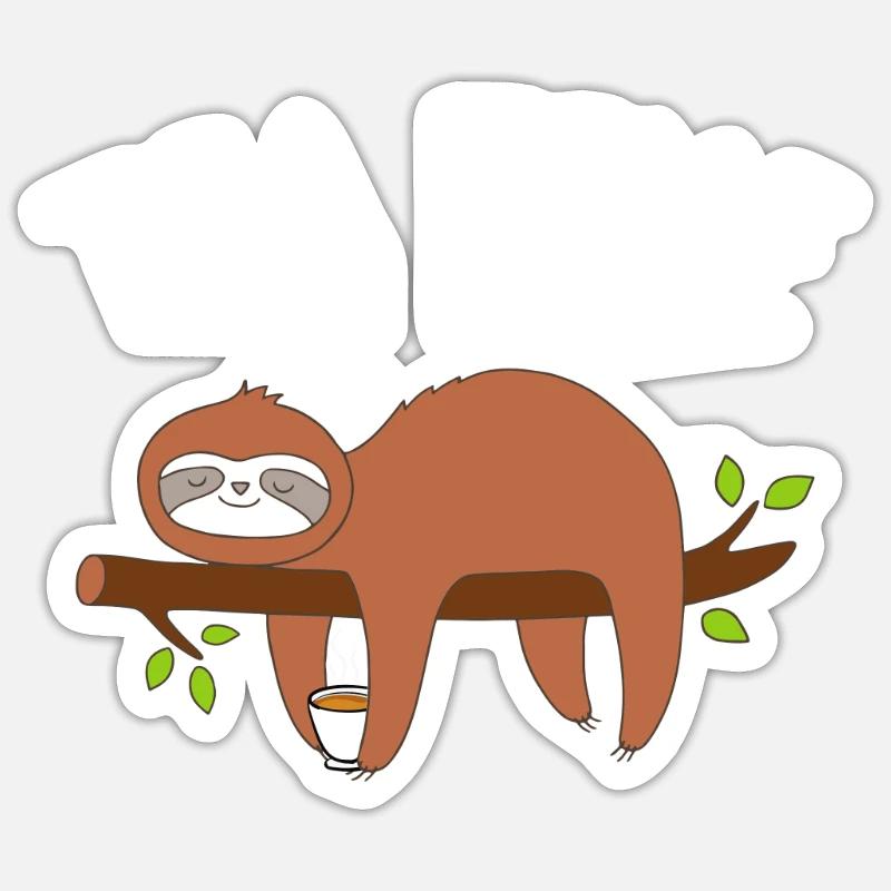 Tea Time Sloth Tea - Sticker taille S (10 x 10 cm) - blanc mat